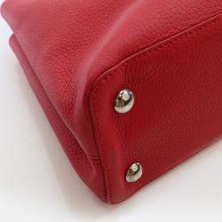 Louis Vuitton Red Leather Capucines PM Top Handle Bag