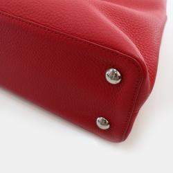 Louis Vuitton Red Leather Capucines PM Top Handle Bag