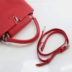 Louis Vuitton Red Leather Capucines PM Top Handle Bag