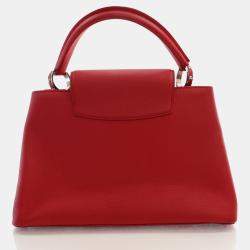 Louis Vuitton Red Leather Capucines PM Top Handle Bag