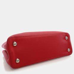 Louis Vuitton Red Leather Capucines PM Top Handle Bag