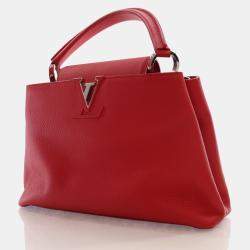 Louis Vuitton Red Leather Capucines PM Top Handle Bag