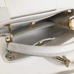 Louis Vuitton White Taurillon Leather Capucines BB Top Handle Bag