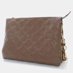 Louis Vuitton Brown Lambskin Leather Monogram Embossed Coussin PM Chain Shoulder Bag