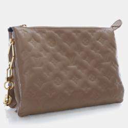 Louis Vuitton Brown Lambskin Leather Monogram Embossed Coussin PM Chain Shoulder Bag
