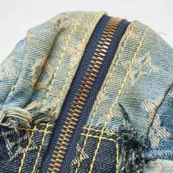 Pre Owned Louis Vuitton Blue Monogram Patchwork Denim Bowly Bag