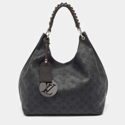 Louis Vuitton Black Monogram Mahina Leather Carmel Hobo