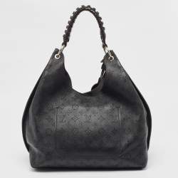 Louis Vuitton Black Monogram Mahina Leather Carmel Hobo