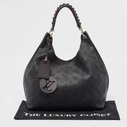 Louis Vuitton Black Monogram Mahina Leather Carmel Hobo