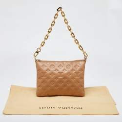 Louis Vuitton Taupe Monogram Embossed Leather Coussin PM Bag