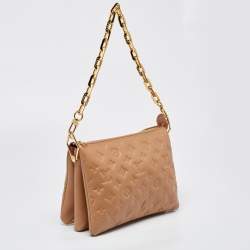 Louis Vuitton Taupe Monogram Embossed Leather Coussin PM Bag