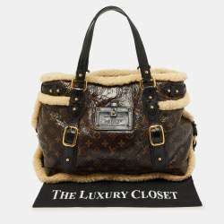 Pre Owned Louis Vuitton Monogram Limited Edition Shearling Sac Thunder Bag