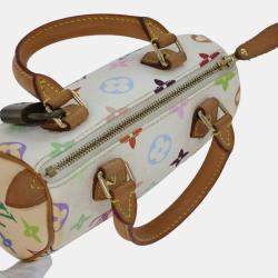 Louis Vuitton x Takashi Murakami White Multicolour Coated Canvas Monogram Speedy Satchel Bag