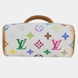 Louis Vuitton x Takashi Murakami White Multicolour Coated Canvas Monogram Speedy Satchel Bag