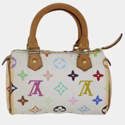 Louis Vuitton x Takashi Murakami White Multicolour Coated Canvas Monogram Speedy Satchel Bag