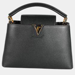 Louis Vuitton Black Taurillon Capucines MM East West Top Handle Bag