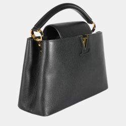 Louis Vuitton Black Taurillon Capucines MM East West Top Handle Bag