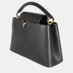 Louis Vuitton Black Taurillon Capucines MM East West Top Handle Bag