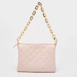 Louis Vuitton Soft Rose Pink Monogram Embossed Leather Coussin PM Bag