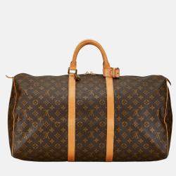 Louis Vuitton Brown Monogram Canvas Keepall 55 Bag