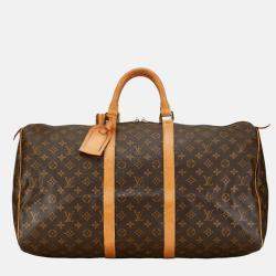 Louis Vuitton Brown Monogram Canvas Keepall 55 Bag