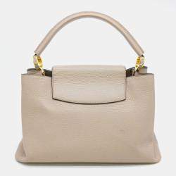 Louis Vuitton Beige Leather MM Capucines Top Handle Bag