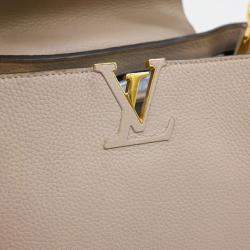 Louis Vuitton Beige Leather MM Capucines Top Handle Bag