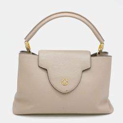 Louis Vuitton Beige Leather MM Capucines Top Handle Bag