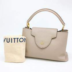 Louis Vuitton Beige Leather MM Capucines Top Handle Bag