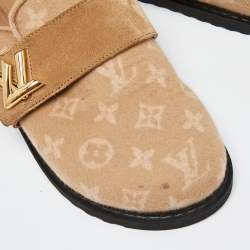 Louis Vuitton Beige Monogram Wool LV Cosy Flat Clogs Size 38