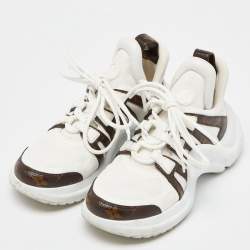 Louis Vuitton White Mesh and Monogram Canvas Archlight Sneakers Size 37