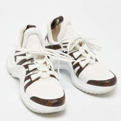 Louis Vuitton White Mesh and Monogram Canvas Archlight Sneakers Size 37