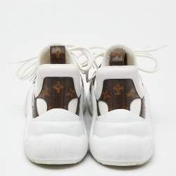 Louis Vuitton White Mesh and Monogram Canvas Archlight Sneakers Size 37