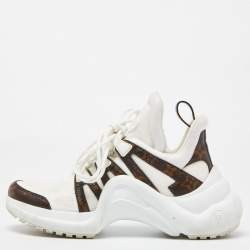 Louis Vuitton White Mesh and Monogram Canvas Archlight Sneakers Size 37