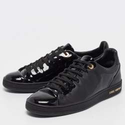 Louis Vuitton Black Patent Leather Frontrow Sneakers Size 37.5