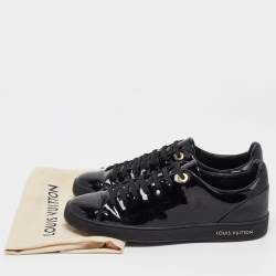 Louis Vuitton Black Patent Leather Frontrow Sneakers Size 37.5