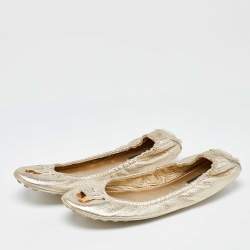 Louis Vuitton Gold Leather Ballet Flats Size 39.5