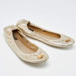 Louis Vuitton Gold Leather Ballet Flats Size 39.5