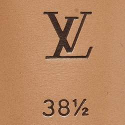 Pre Owned Louis Vuitton Beige Patent Leather LV Dice and Buckle Embellished Slide Sandals Size 38.5