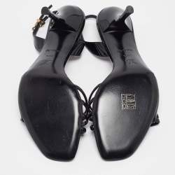Louis Vuitton Black Patent Leather Slingback Sandals Size 39.5