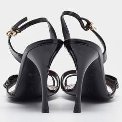 Louis Vuitton Black Patent Leather Slingback Sandals Size 39.5