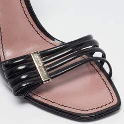 Louis Vuitton Black Patent Leather Slingback Sandals Size 39.5