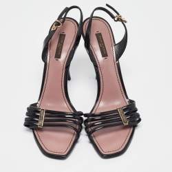 Louis Vuitton Black Patent Leather Slingback Sandals Size 39.5