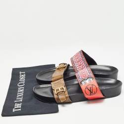 Louis Vuitton Brown/Red Floral Print and Monogram Canvas Bom Dia Sandals Size 39