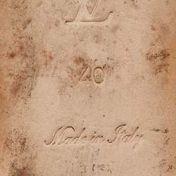 Pre Owned Louis Vuitton Black Leather Embellished Slingback Flat Sandals Size 40