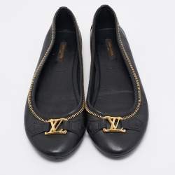 Pre Owned Louis Vuitton Black Leather Oxford Ballet Flats Size 39