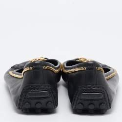 Pre Owned Louis Vuitton Black Leather Oxford Ballet Flats Size 39