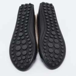 Pre Owned Louis Vuitton Black Leather Oxford Ballet Flats Size 39