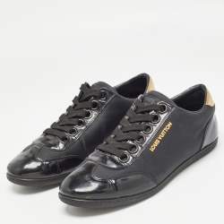Louis Vuitton Black Nylon and Patent Leather Low Top Sneakers Size 38.5 