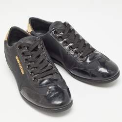 Louis Vuitton Black Nylon and Patent Leather Low Top Sneakers Size 38.5 